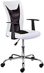 – Kinderdrehstuhl – Bürostuhl drehbar – Ergonomischer Bürostuhl – Office Stuhl – Höhenverstellbar – Atmungsaktiv – Weiß und schwarz - Donny