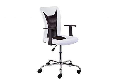 - Silla giratoria infantil - Silla giratoria de oficina - Silla de oficina ergonómica - Silla de oficina - Altura regulable - Transpirable - Blanco y negro - Donny