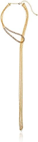 Oroclone Plated Tear Drop Drape Crystal Y-Shaped Necklace