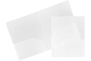 JAM PAPER Heavy Duty Plastic 2 Pocket School Folders - Clear - 6/Pack