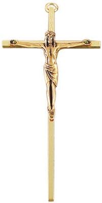 7" Gold Plated Brass Crucifix, 3" Antique Gold Finish Corpus