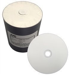 100 JVC Taiyo Yuden 16X DVD-R 4.7GB White Inkjet Hub (J-DMR-JVC-IJB-SK)
