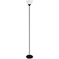 Simple Designs LF1011-BLK 1 Light Stick Torchiere Floor Lamp, Black