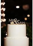 Mr and Mrs Wedding Cake Toppers with Heart Rustic Cake Topper