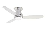 Emerson Ceiling Fans CF152BS Curva Sky 52-Inch Modern Ceiling Fan, Low Profile/Hugger Ceiling Fan With Light and Remote, Brushed Steel Finish