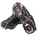 AUHIKE Traction Cleats,Ice Snow Grips Crampons for Footwear with 18 Stainless Steel Spikes for Walking, Jogging, Climbing,Wet Grass, Hiking on Snow and Ice (M)