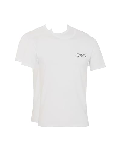 Man'S Bold Monogram - Paquete de 2 Camisetas de Cuello Redondo, Color Blanco, Talla S, Ajustada, Blanco/Blanco, S