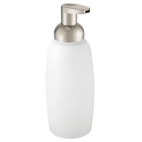 mDesign Glass Refillable Foaming Soap Dispenser Pump Bottle for Bathroom Vanity Countertop