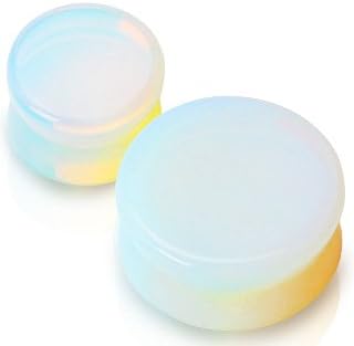Never86 Pair of 3/4inch 19mm Opalite Semi Precious Stone Ear Plugs Gauges