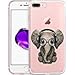 Cute Baby Elephant Listening To Music Clear Phone Case for iPhone 7 Plus 5.5 Customized Design by MERVELLE TPU Clear case [Ultra Slim, Anti-Slippery]