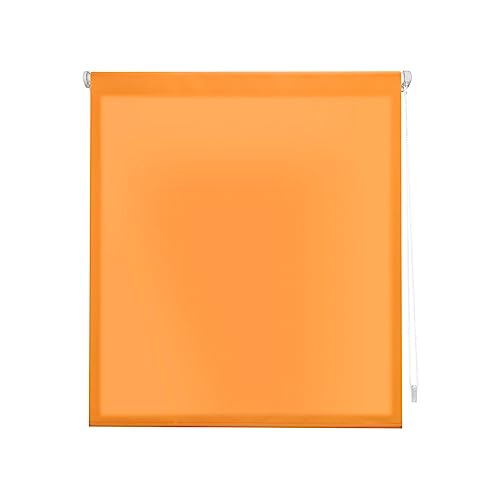 Decorblind | EasyFix Translucent Roller Blind, No Tools and No Drilling, Blind Size: 87 x 180 cm Width x Length/Fabric Dimensions: 84 x 175 cm – Plain Orange Blind, Window Blinds