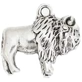 Charm, Silver Colored 3/4" Buffalo/Bison 3D Charms x 2pcs