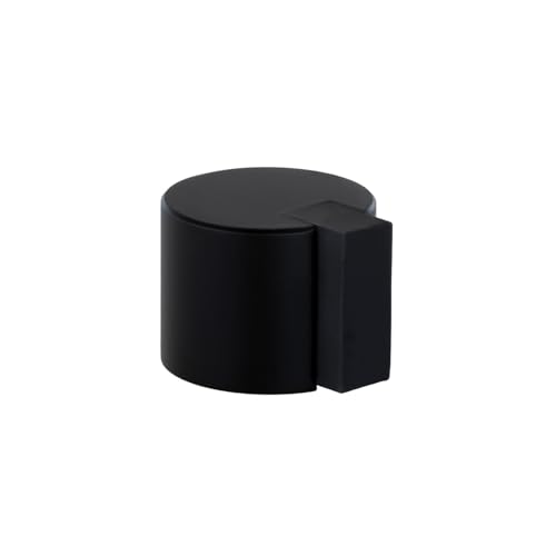 EVI Herrajes | Black Door Stop | Adhesive Installation | Ø24x20mm | Stainless Steel Body | Black Rubber Protection | Functional and Decorative | I-19324NG