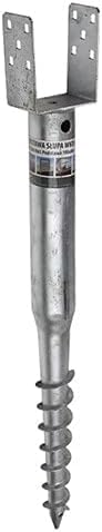 Ground Screw Anchor Galvanised Screw in Fence Post Spike Holder Support Base with Square Bracket (80mm x 685mm)