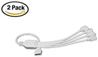 SEXOX 2PCS LED Strip 3528 5050 RGB 4 Pins Splitter Connector Cable White (1to4 splitter cable)