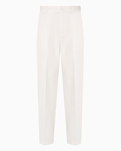 Armani Exchange Men's Blue Edition, Metal Logo Plate, Welt Pocket, Casual Pants, White, 32