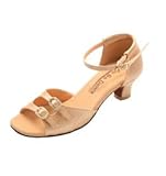 OPEN TOE, 2 ADJUSTABLE WIDTH BUCKLES W/ RHINESTONES, LOW HEEL 1.3
