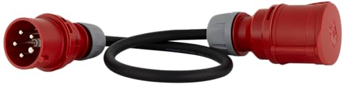REV CEE Verlängerungskabel 0,8m - CEE Kabel H07RN-F Gummi, 16A&32A/400V - CEE Stecker auf CEE Kupplung, ideal für Camping & Outdoor, IP44, schwarz
