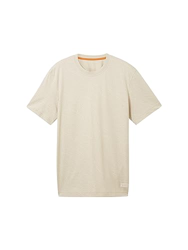TOM TAILOR Men's T-Shirt, 32453 - Line Design Alfalfa Beige, S