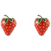Cute Strawberry Fruits Small Stud Earrings Funny Red Enamel Lifelike Lucky Mini Hypoallergenic for Women Girls Jewelry