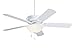 kathy ireland HOME Sea Breeze Outdoor Ceiling Fan, 52 Inch | Wet Rated with 5 Weather Resistant Blades | Semi Flush Mount with 3.5-Inch Downrod | Light Kit Adaptable, Appliance White