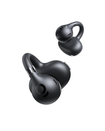 Baseus BC1 Audífonos Inalámbricos de Oído Abierto con Clip, Bluetooth 6.0, hasta 38 Horas de Batería, Sonido con Refuerzo de Bajos por IA, 4-Mic para Llamadas Claras, IP55, Ligero y Cómodo, Negro