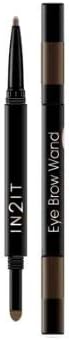 IN2IT Eye Brow Wand WA01 Dark Brown 1's -Two-in-one Eyebrow Pencil Includes a Retractable Pencil and an Eyebrow Shadow with a Sponge-Tipped applicator to Create Naturally Full Eyebrow