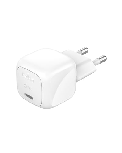BoostCharge Compact Cargador de Pared de 30 W, Ideal para Viajar, Carga rápida USB C Power Delivery para Apple iPhone 17, Air, 16, 15, Samsung Galaxy, iPad, AirPods, Tabletas, Pixel - Blanco