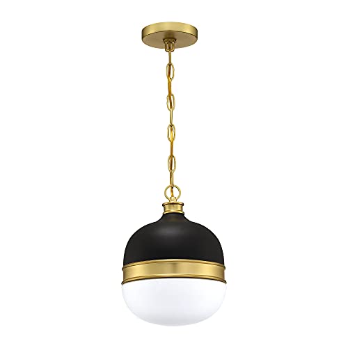 MOTINI Globe Pendant Light, Matte Black and Gold Brushed Brass Pendant