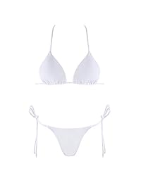 Tainehs Women's Sexy Halter Thong Bikini Tie Side Bottom Triangle Bikini Swimsuits Micro Bikini Sets Bathing Suits