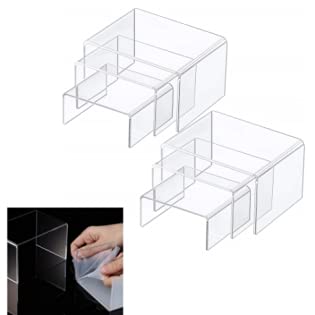 2 Set Acrylic Display Stands, Plexiglass Display Stands, Jewelry Display Stands, Display Shelves, Display Fixtures, for Figures, Buffets, Cupcakes and Jewelry Benches Showcases (6 Pieces)
