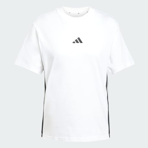 Donna Essentials 3-Stripes Cotton Shirt, White/Black, S