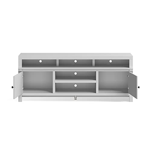 Bridgevine Home Modern White TV Stand for 75 inch TV, Fully Assembled