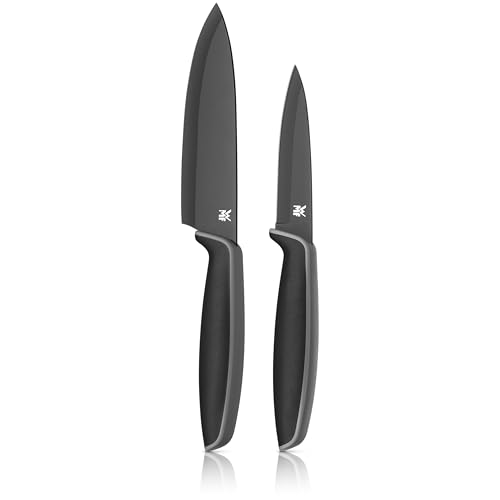 Touch - Juego de 2 Cuchillos con Fundas Protectoras, Hojas de Acero Especial con Antiadherente de 13 cm y 9 cm, Color Negro