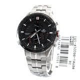 Casio Men's EQSA500DB-1AV Silver Stainless-Steel Quartz Watch with Black Dial