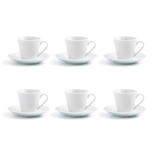 Quid Renova Set of 6 Porcelain Cups with Saucer, 9 cl, Transparent