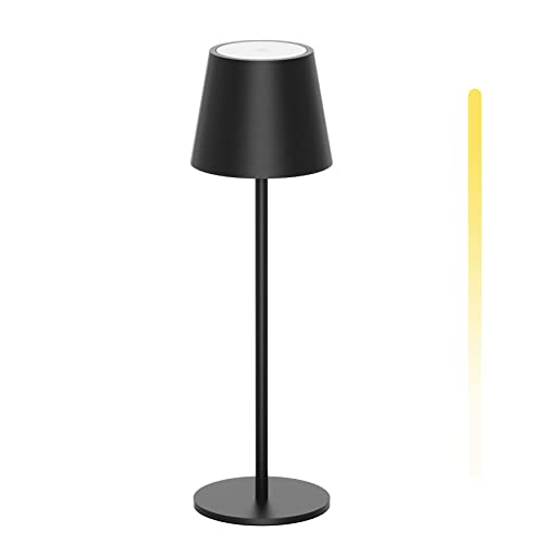 K-Bright LED Dimmbare Akku Tischlampe Kabellose, Wiederaufladbar 3000K/4000K/6000K Drei Farbtemperaturen Tischleuchte mit USB-C, IP54 Wasserdichte, Sc