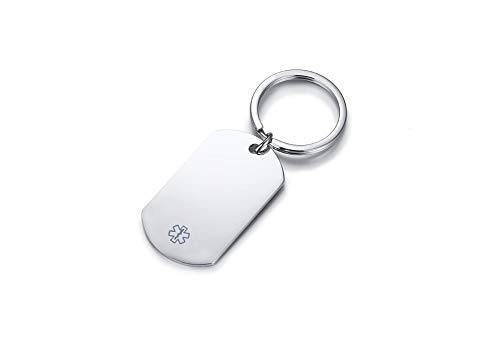 MPRAINBOW Customize Free Engraving Medical Alert Key Chain for Men Boy Diabetes Emergency Key Chain - Thumbnail 2
