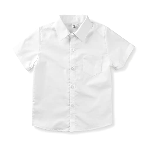 OCHENTA Boys Short Sleeve Oxford Dress Shirt