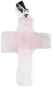 NDG Rose Stone Cross Pendant Necklace Cable Chain Necklace Jewelry