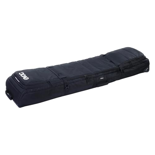 EVOC Snow Gear Roller ski and Snowboard Bag (for 3-4 Pairs of skis or 2 Snowboards, Padded, Foldable, Replaceable Skate Wheels, Avalanche Compartment, Size: M), Black