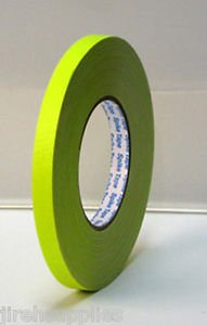 Pro Gaff / Gaffers Tape .5, 1, 2, 3, & 4 Inch Widths X Variable Lengths, 1/2 Inch, Fl. Yellow