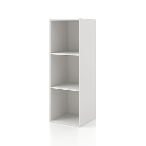 Homes: Inside + Out Apexa 3-Cube Storage Organizer Shelves, Stackable Wood Book…