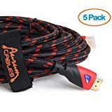 Aurum Ultra Series - High Speed HDMI Cable 25 Ft with Ethernet - Supports 3D & ARC [Latest Version] - 25 Feet - 5 Pack