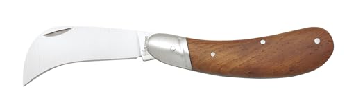 EL ZORRO Albainox Winzermesser 7,5 cm, Krummklinge aus Edelstahl, Holzgriffschalen, 75 mm Klingenlänge
