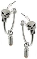 Punisher Silver-Tone Bullet Hoop Earrings