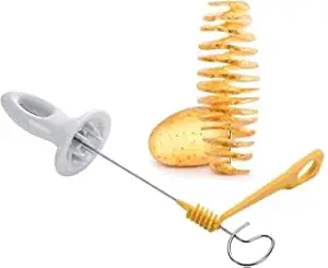 MSS Store 1 Set Potato Spiral Cutter, Tornado Potato Spiral Cutter Slicer Chips Kitchen Cooking Maker Tower Chips Making Twist Shredder (4 Spits Tower) - Stainless Steel Potato Slicer 1 (Pack of 1)