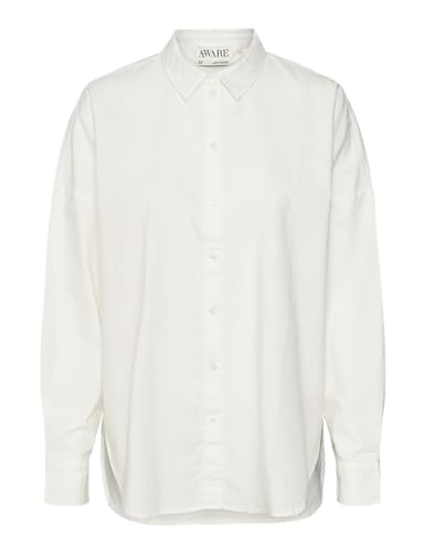 VERO MODA Loose Awparis Ls VMA Noos T-Shirt Oxford Ample, Blanche-Neige, XXL Femmes