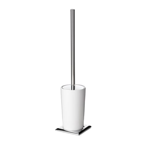 TATAY Toilet Brush | Stainless Steel & Zamak | Modern Minimalist Design | 100% Inox Toilet Brushes | 8.5 x 8.5 x 37.5 cm - Ronda Collection - White