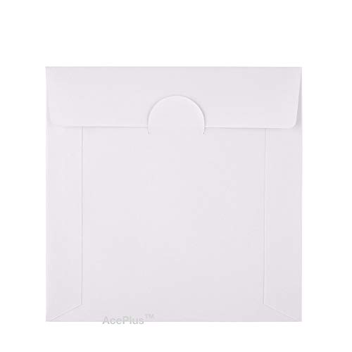 AcePlus 100 Mini White Paper Sleeves for Mini Disc - Envelopes with Sleeves with Clear Window and Flap - Thumbnail 2